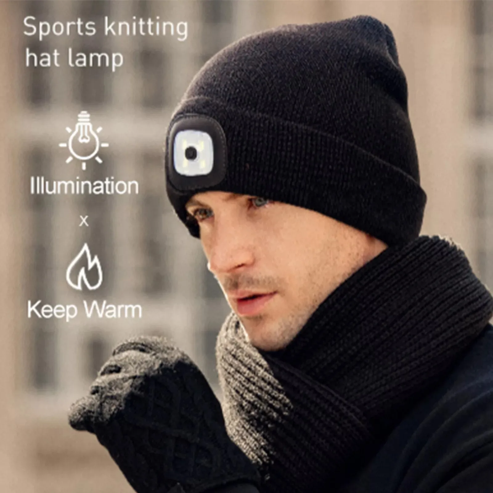 LED Lighted Beanie cap led Light Warm Knit Hat Unisex LED Hat For Flashlight Stocking Headlamp Head Light Unisex Knitted Hat wit