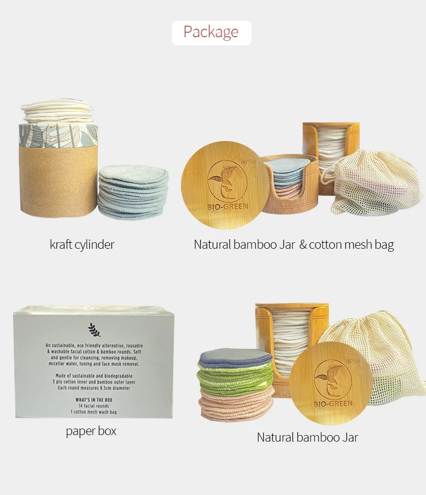 Almohadilla Removedora Washable Eco-friendly Reusable Bamboo Make Up Remover Pads For All Skin Types