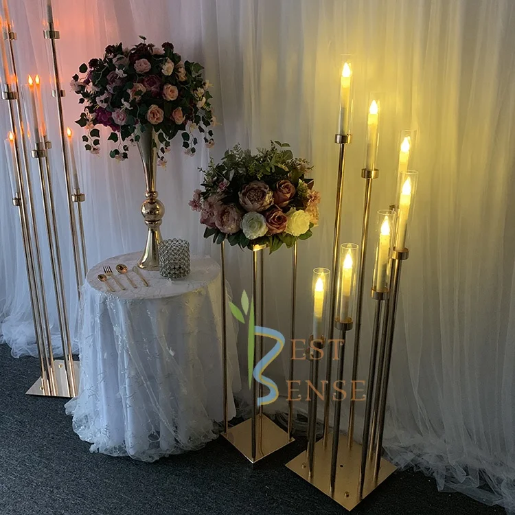 
8 Arms gold candelabra centerpieces for wedding table 