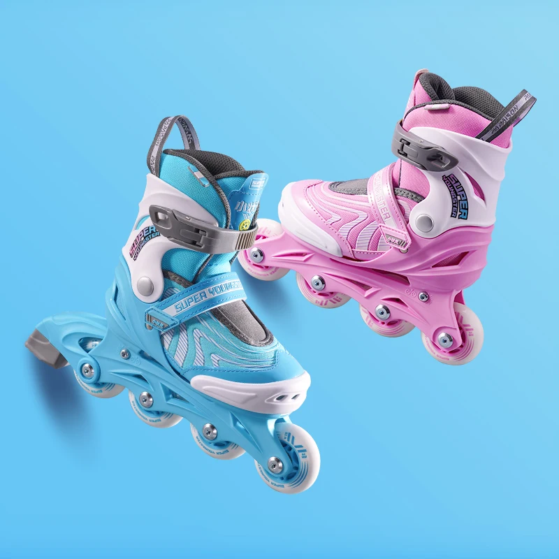 Hot Sale Inline Skates Shoes Wholesale Children Kids Flashing Adjustable 4 Wheels Inline Skating Roller Skates Shoes