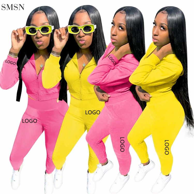 Fashion Women Clothes 2021 Casual Custom Logo Sportswear Ladies 2 Piece Set Women Sweatpants And Hoodie Women Sweat Suit Set