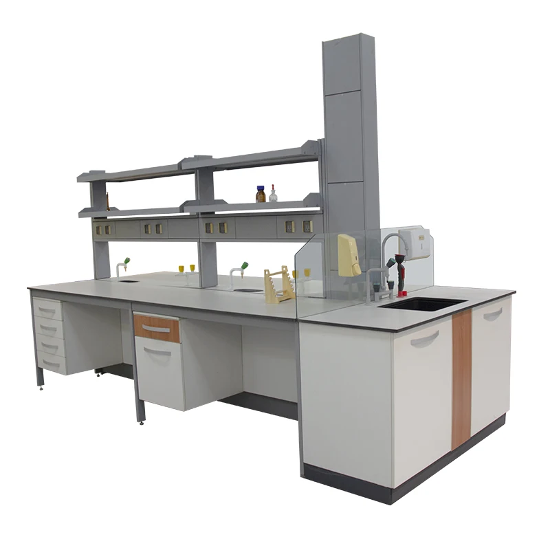 Best Price Chemistry Classroom Laboratory Working Bench Modular Steel and Wood Chemical Resistant Lab Tables With Sink