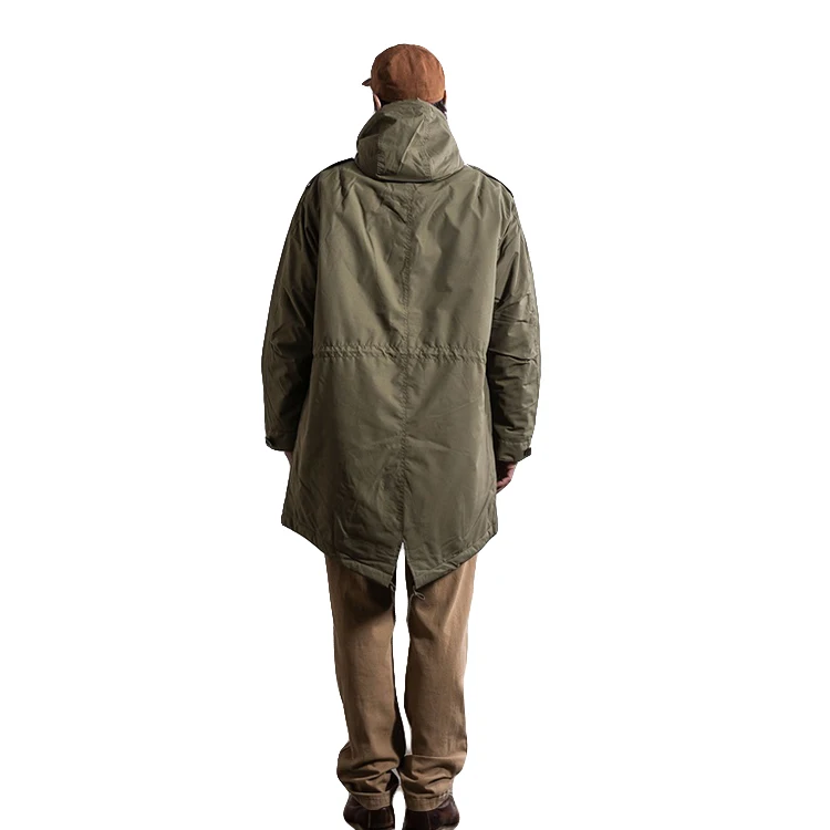 Hooded Fleece Heavy Coat Large Size Cotton Medium Length Denim Washed Jacket For Men