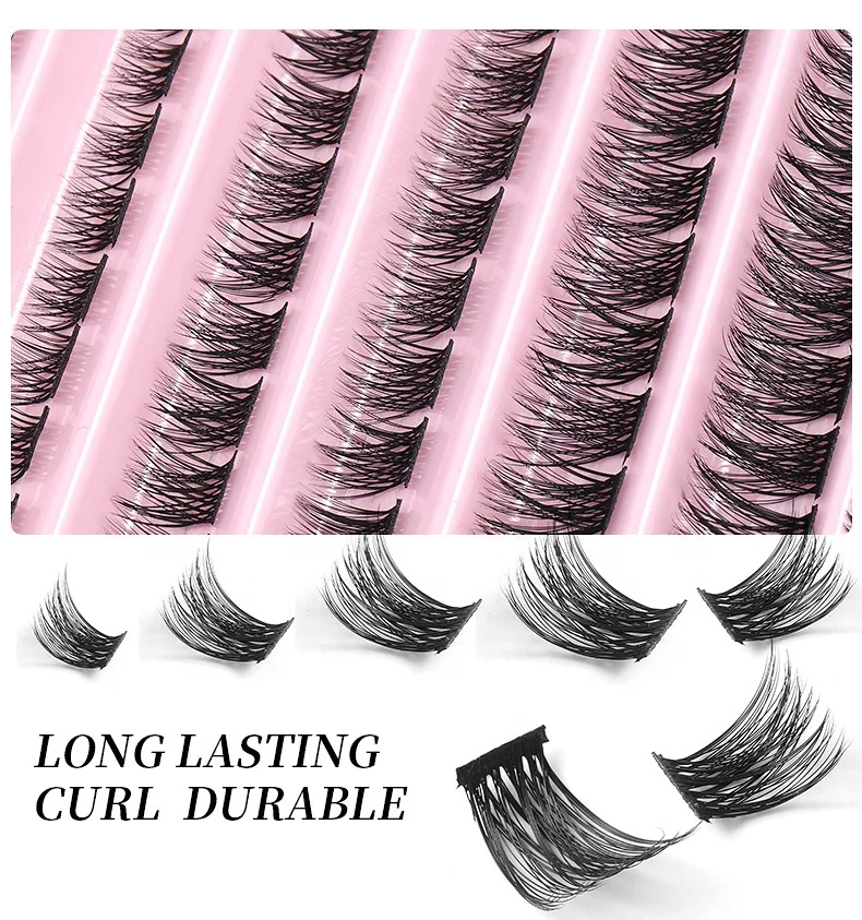 Wholesale individual lash clusters eyelash 10 lines one tray professional diy lash extension Pre-cut segment cluster lashes