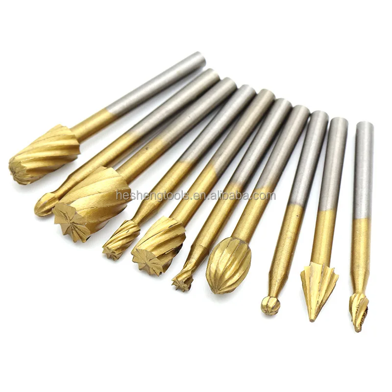10 шт. 3 мм высокоскоростное стальное титановое покрытие деревообрабатывающие роторные сверла набор напильника Рашпиль сверло для резьбы по дереву