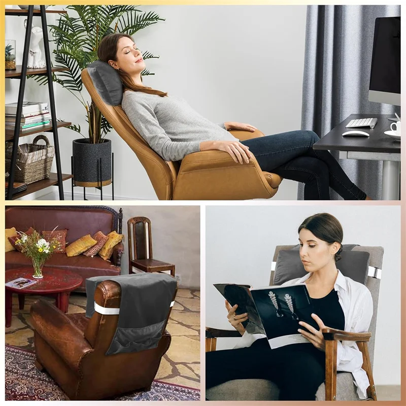 Head and Back Relaxation Recliner Pillow with Adjustable Headrest Non-Slip Bottom for Recliners and Sofa Chair
