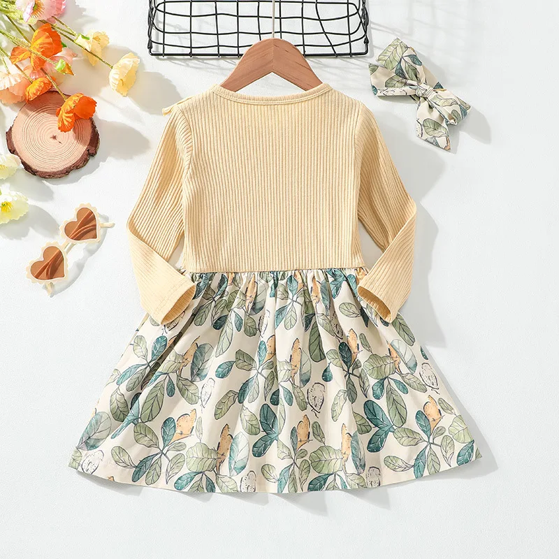 23161 Flower Design Baby Winter Girl Clothes Dress Girl Long Sleeve Birthday Party Dresses For Baby