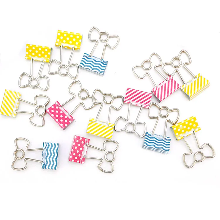 factory professional custom binder clip supplier pms color painted bowknot shape clip 19mm