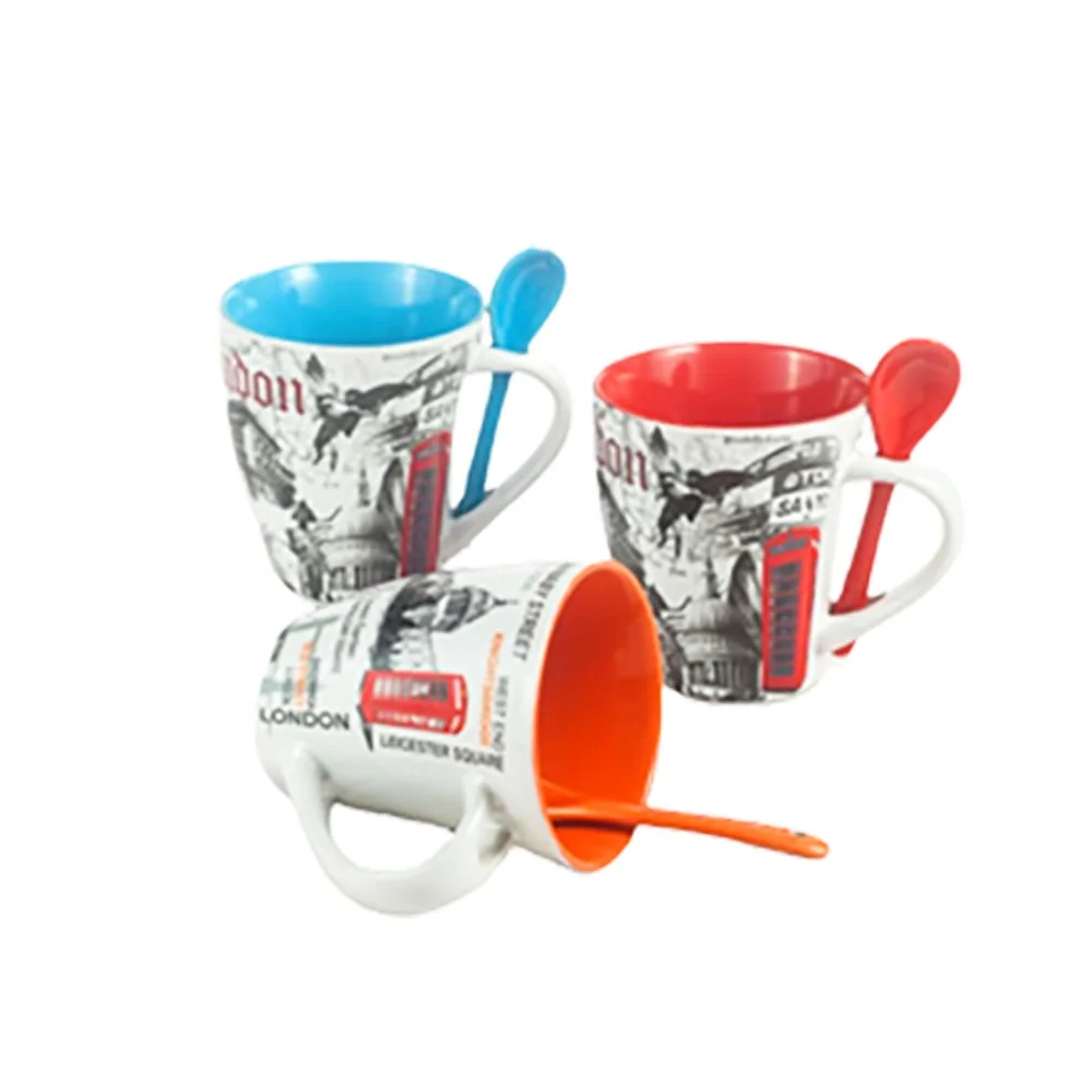 Souvenir  Ceramic Coffee mug Creative spoon mug  Barcelona city printing mug