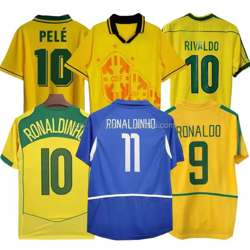 1957 1970 1993 1998 2002 Brazil Retro Jerseys PELE  Soccer Shirt RONALD Custom Football Jerseys Camiseta de Futbol