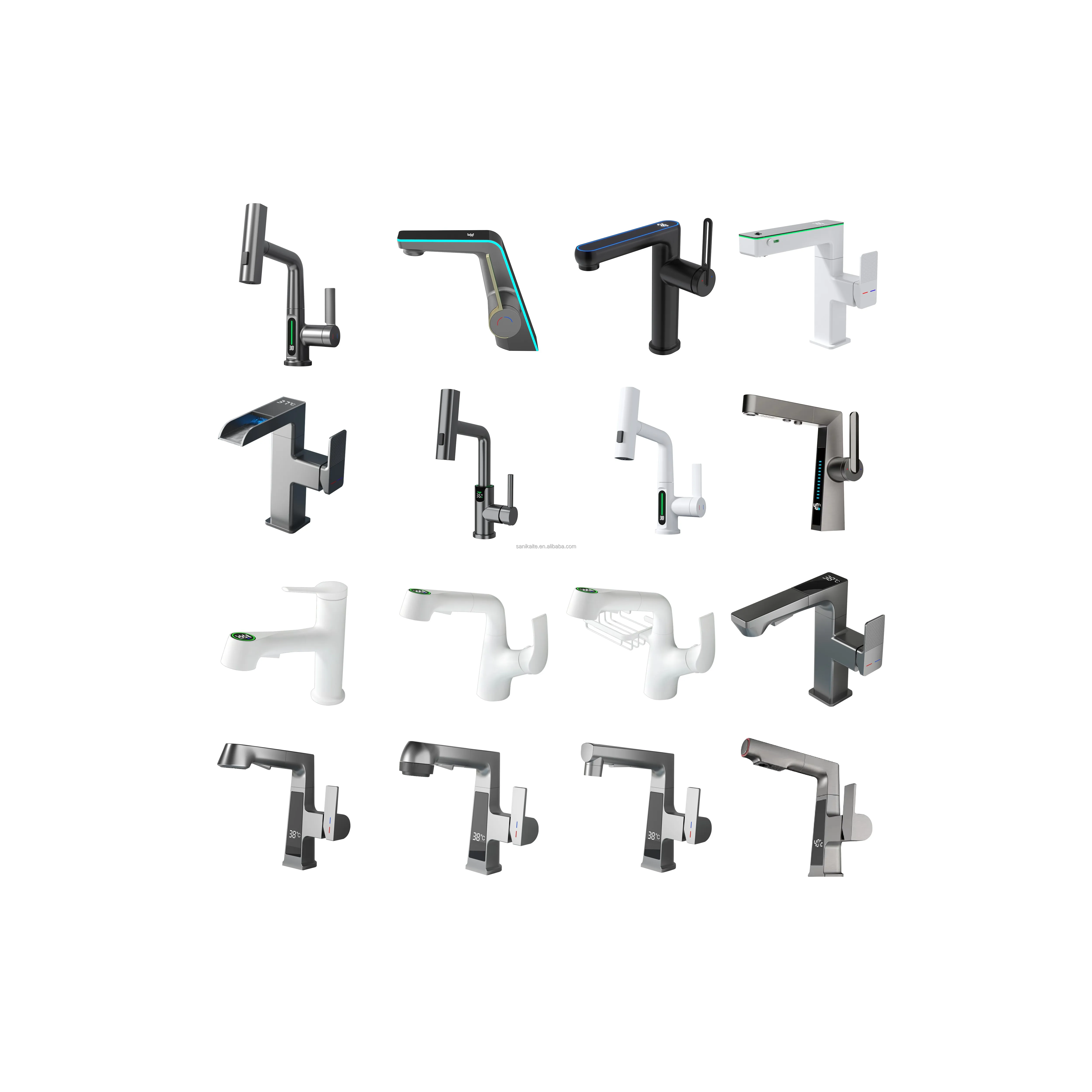 Faucet Factory Manufacturer Customization OEM Smart Led Digital Display Intelligent Hydroelectric Power Bathroom Basin Mixer Tap
