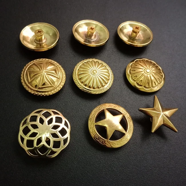 Western Equestrian Tack Antique brass conchos screwback