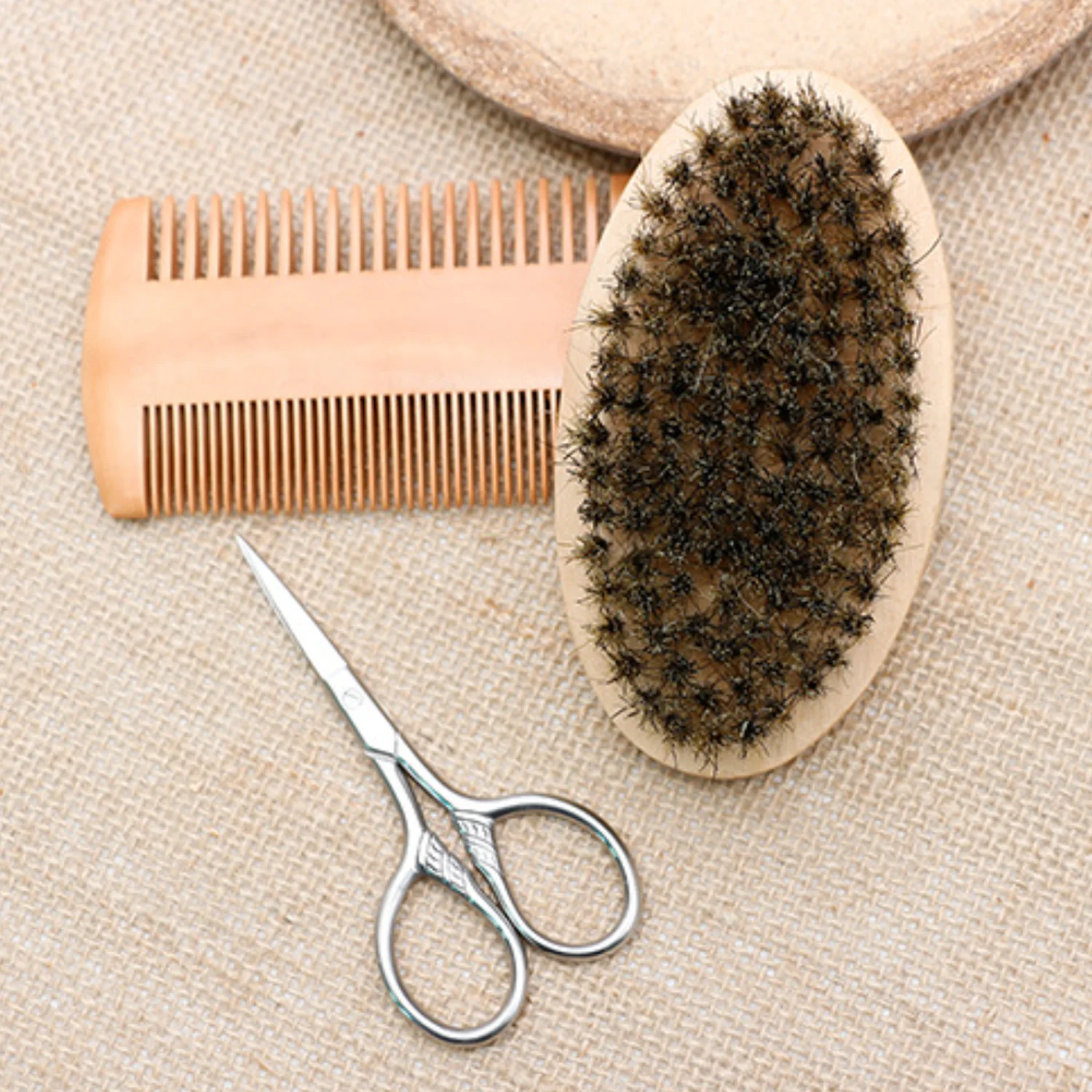 Private Label Custom Wholesale Luxury Beard Brush and Comb Set Care Kit for Men Grooming Scissors Brushes