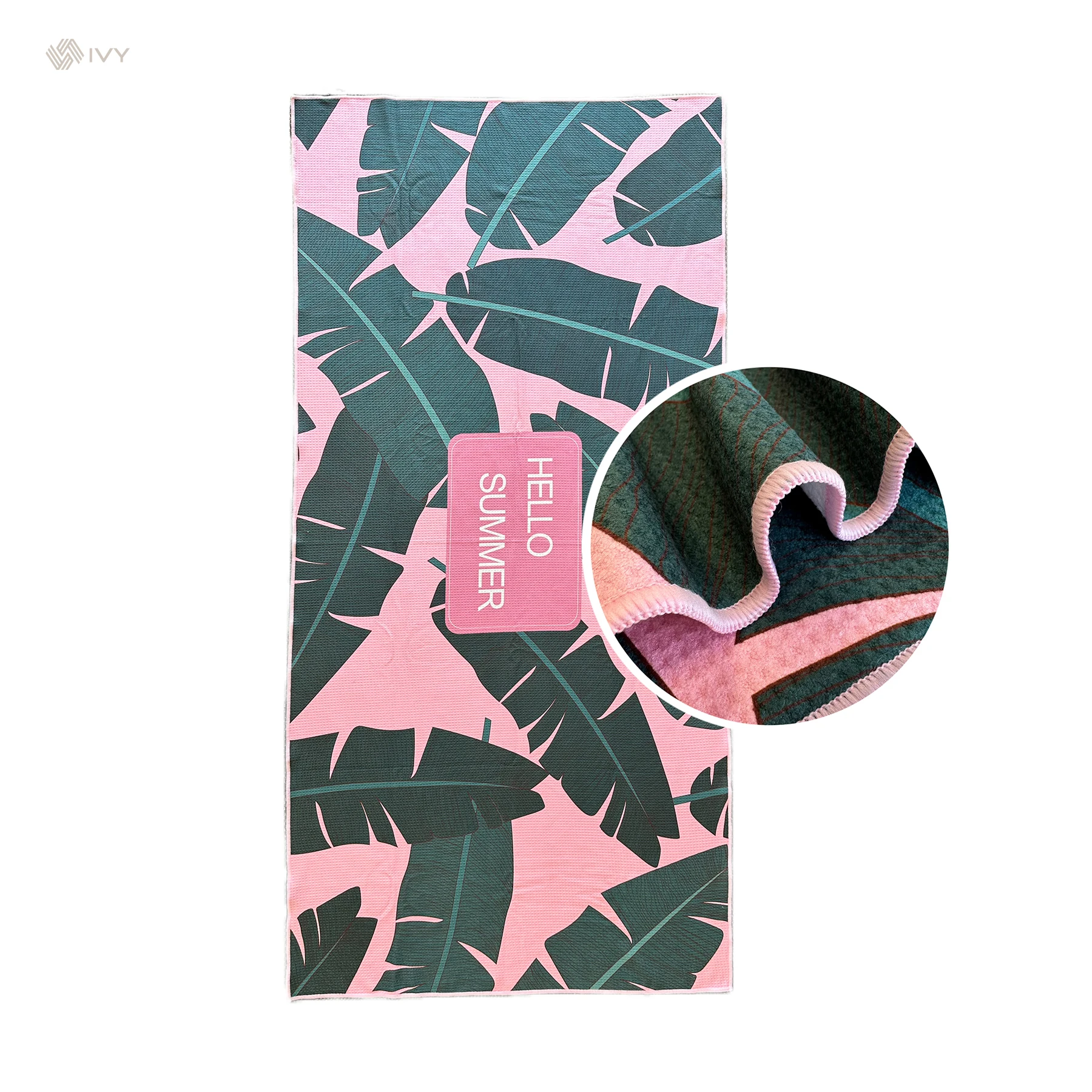 Wuxi Ivy Textile Manufactory custom double side print quick dry microfiber beach towel summer sand free beach towel with logo