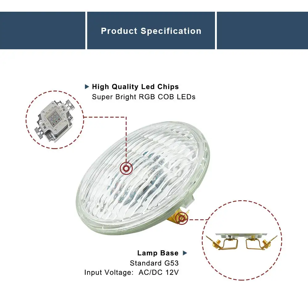 china factory led par36 9w rgb ip65  underwater  led light  dc/ac12v led par36 9w swimming pool lighting led spotlight