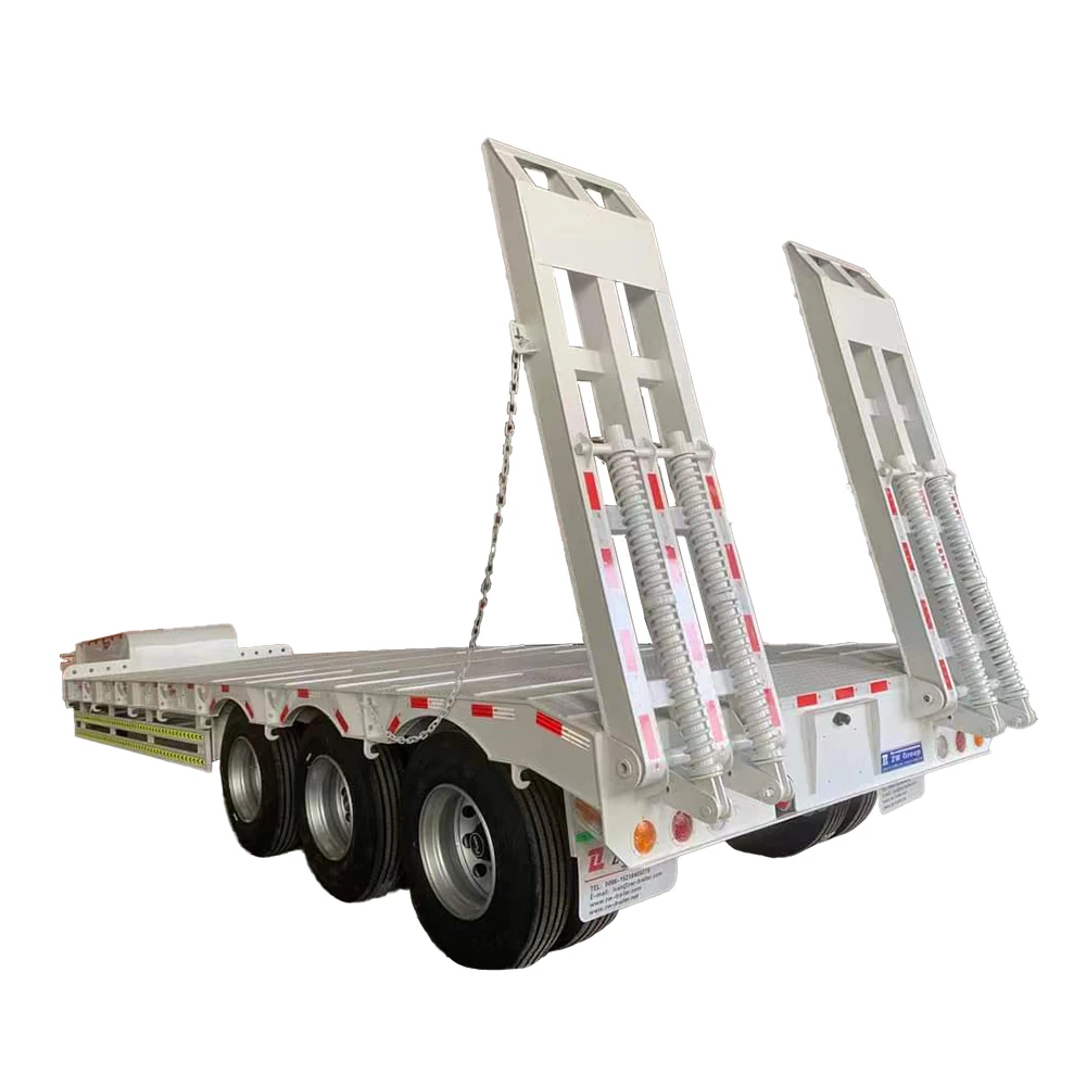 Factory 3 Axles 60Ton low trailer semi truck trailer 3 axle semi trailer lowbed semi truck price With Factory hot sale