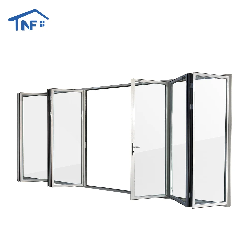 Customized Bifold patio Sliding Bi folding Door Exterior Balcony Aluminum Glass Folding Door