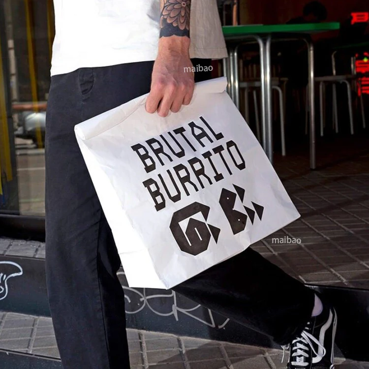 Recyclable bread cookie oil proof paper bag custom paper bag no handle lunch food burger sandwich takeaway paper bags for snacks