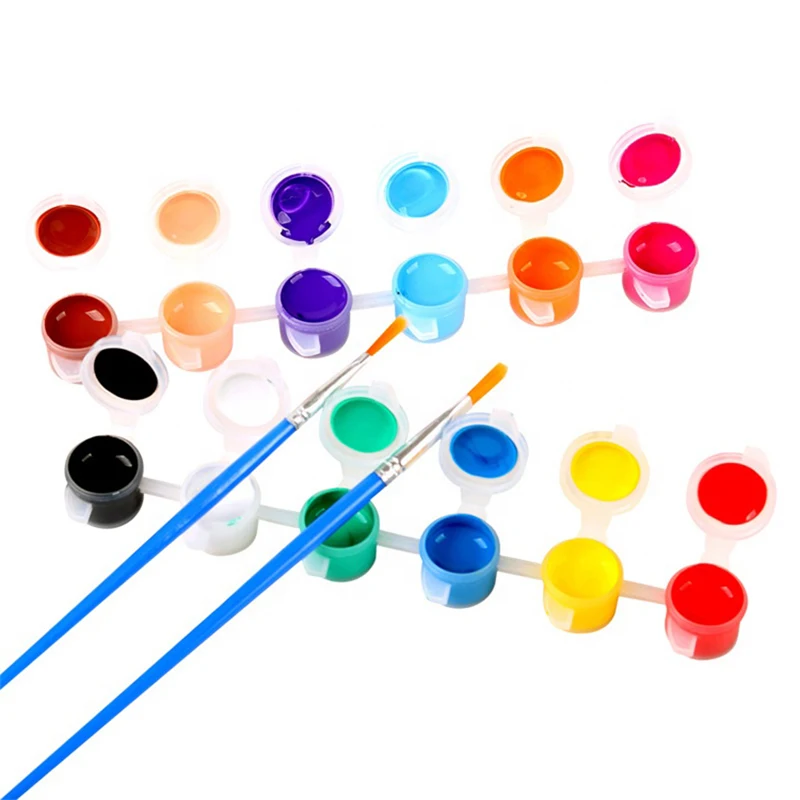 Wholesale Artist Non Toxic Water-based With Brush 6 Colours Mini Acrylic Paint Set