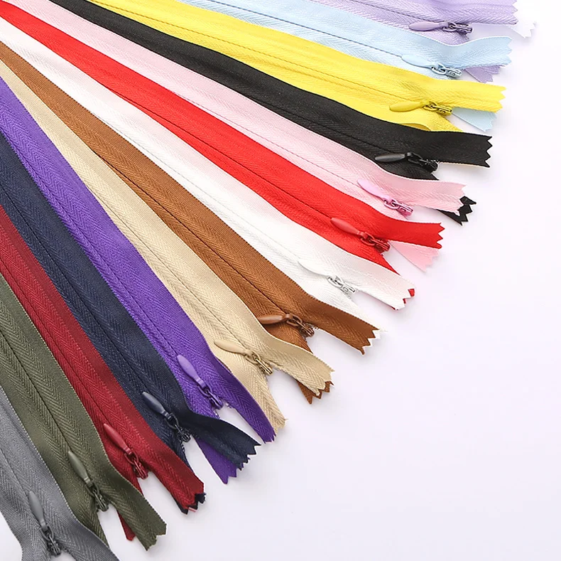 Custom Color Factory Wholesale 3# 4# Closed end Finished Hidden Nylon Invisible Zipper for Garments Dress Hidden Zipper