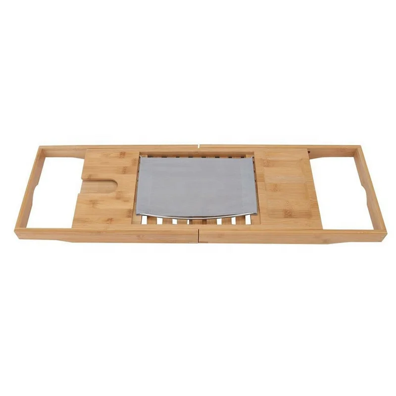 Bamboo Bath Tub Shelf Rack Bathtub Board Tablet with Extending Sides Bathroom Bath Caddy Tray