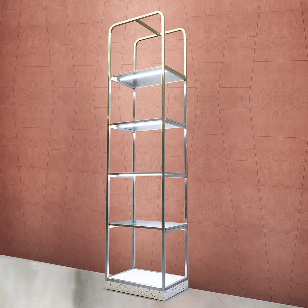 RUICHEN Display For Luxury Shop Furniture Garment Display Rack Clothes Hanging Stand With Led Light