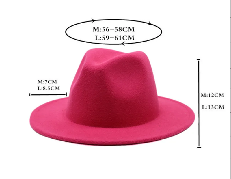 Wholesale High Quality 2021 Winter Jazz Women Fedora Hats Casual Fashion Wide Brim Vintage Jazz Solid Fedora Hats Leather Bands