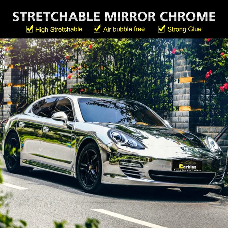 Carbins Guangzhou Factory Wholesale Chrome Mirror Silver Car Wrap Film Holographic Reflective Car Wrap Vinyl