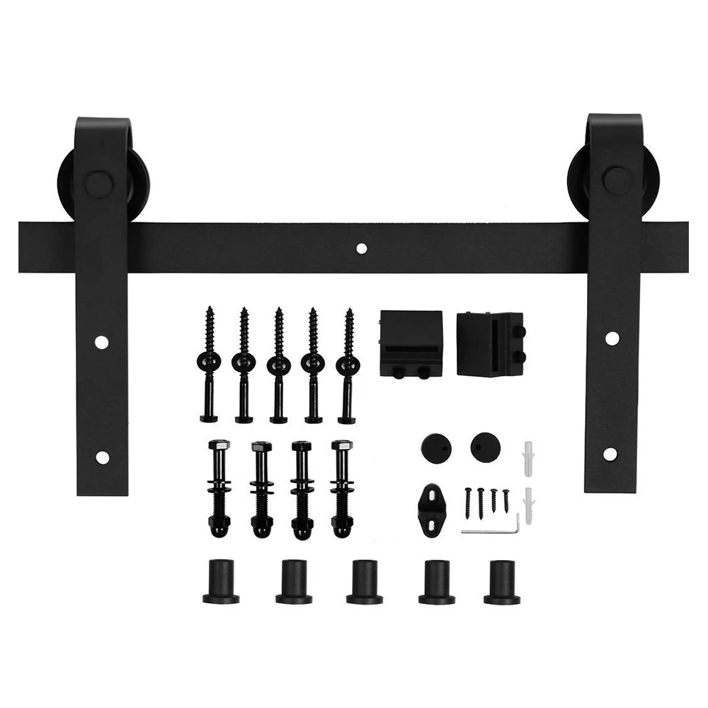 Frameless Aluminum Interior Noiseless Sliding Heavy Duty Sturdy Sliding Barn Door Hardware Kit