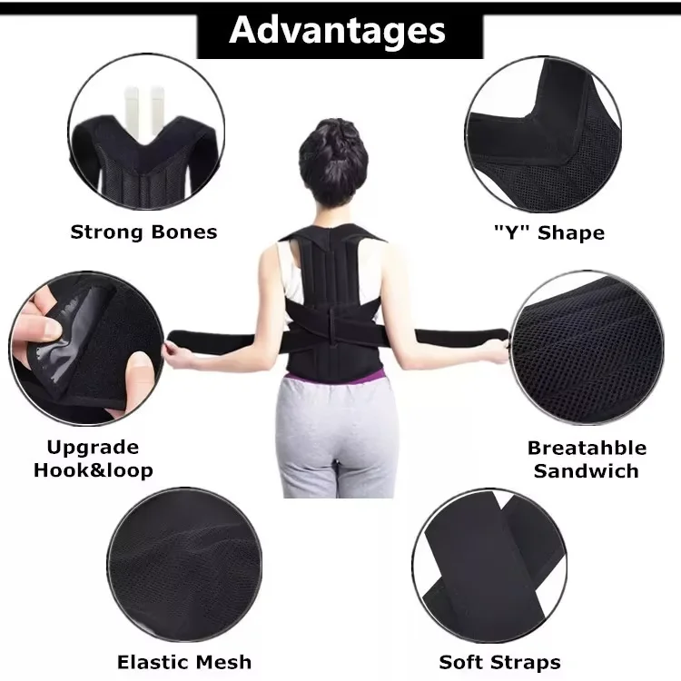 Custom Logo Adjustable Full Back Support Upper and Lower Back Pain Relief Shoulder Straightener Back Brace Posture Corrector