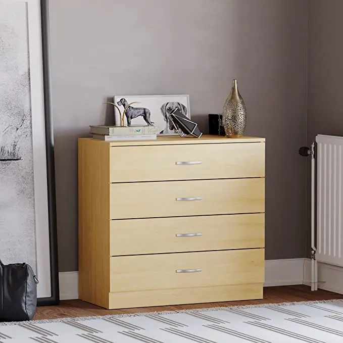 Pine Chest of Drawers 4 Drawer With Metal Handles and Runners Unique Anti-Bowing Drawer Support Bedroom Furniture