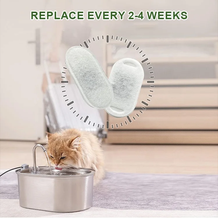 Cat Water Fountain Filter, Replacement Carbon Filter for Stainless Steel Pet Water Fountain, Dog Water Fountain