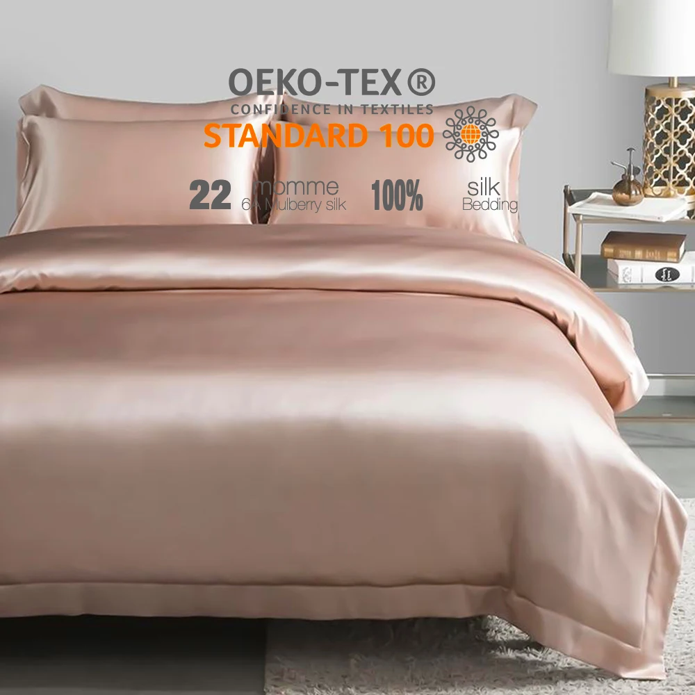 OEKO Certified  High Quality Silk Duvet Cover Comforter silk bedding Bed sheet Fitted