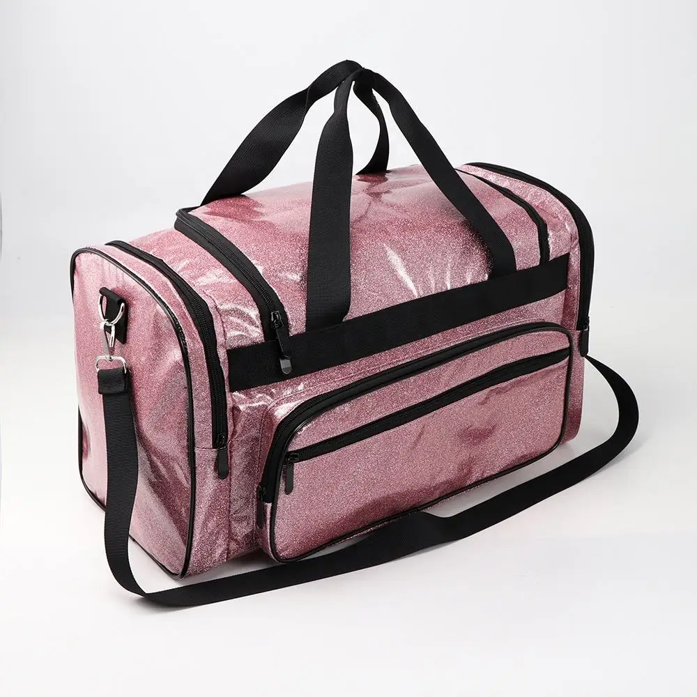 Custom Spend a night Overnight bag wap loading bling bling pink Travel tote duffle luggage holographic glitter dance bag