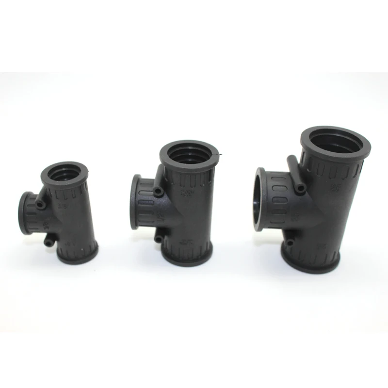 T type three ways plastic pipe rubber joint fitting