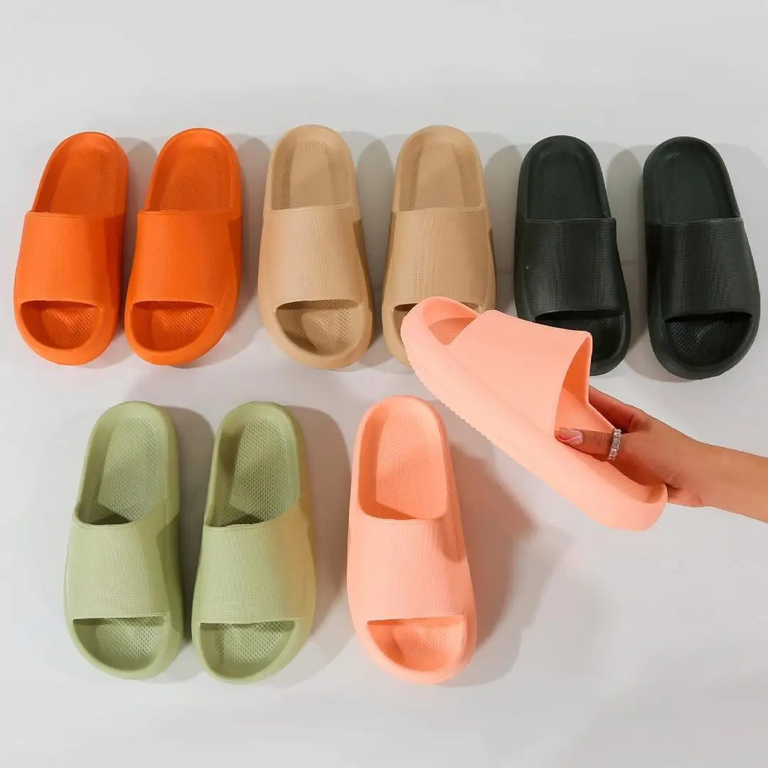 
pillow foam slides slippers lady thick sole soft comfortable women beach platform shape slipper 