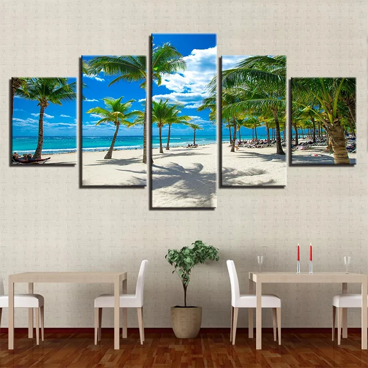 5 Panel Canvas Printing Seascape Art/customized Digital Photography Printingcheap Canvas Painting For Home Decoration