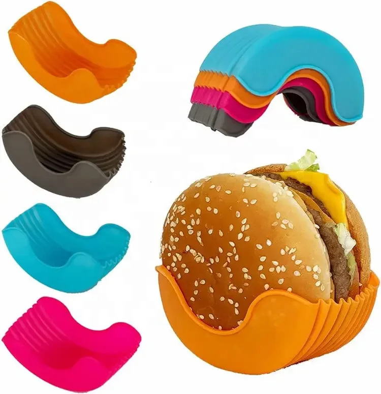 Retractable Adjustable Hamburger Holders Reusable Washable Retractable Hamburger Clip Silicone Rack Burger Holder
