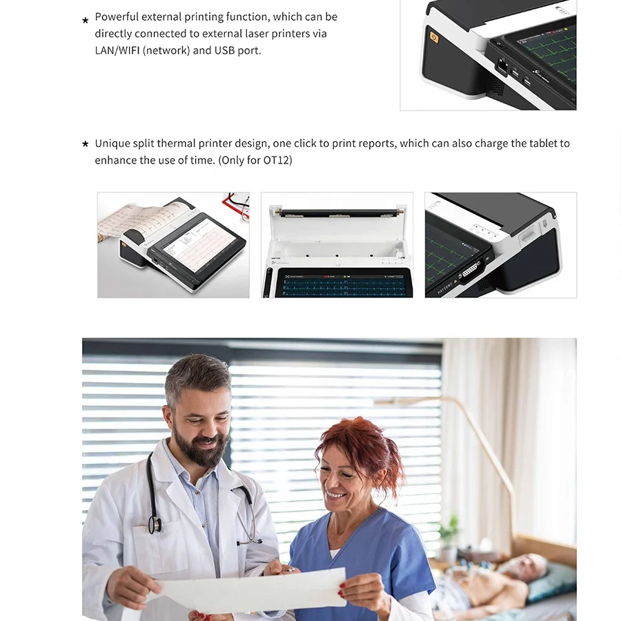 LEPU Hotsale ECG EKG macihne Good Price touch Screen electrocardiograph machine 12 channel touch screen