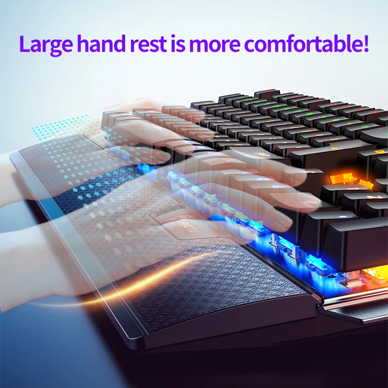 K100 Cyan Switch Mechanical Gaming Keyboard RGB Backlit Keyboard Rest Pad USB Wired Keyboard Rest Pad