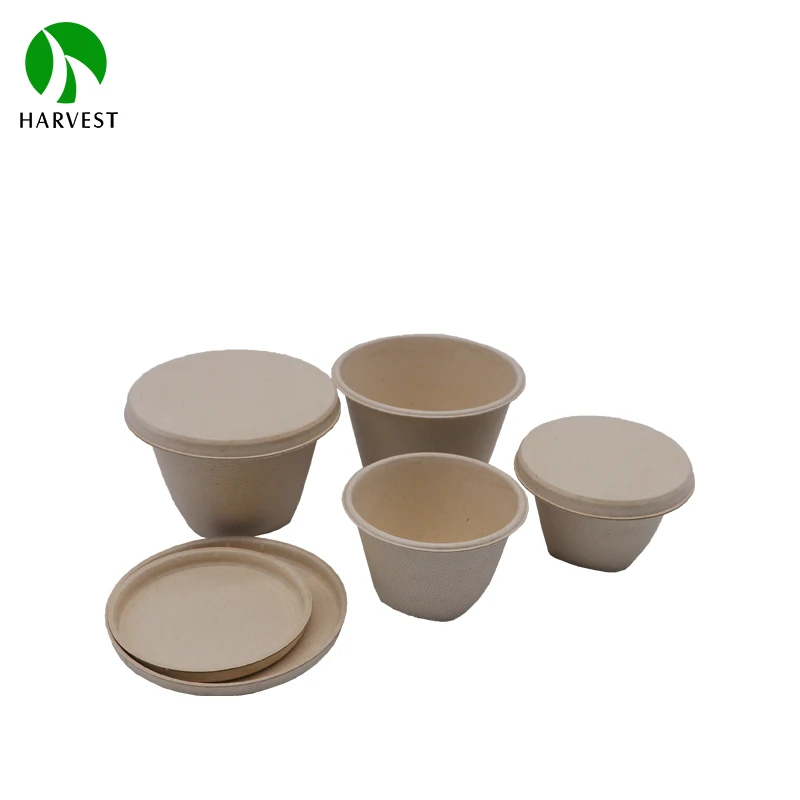 Eco-friendly Unbleached Plant-Based Bagasse Sauce Cup with Lid