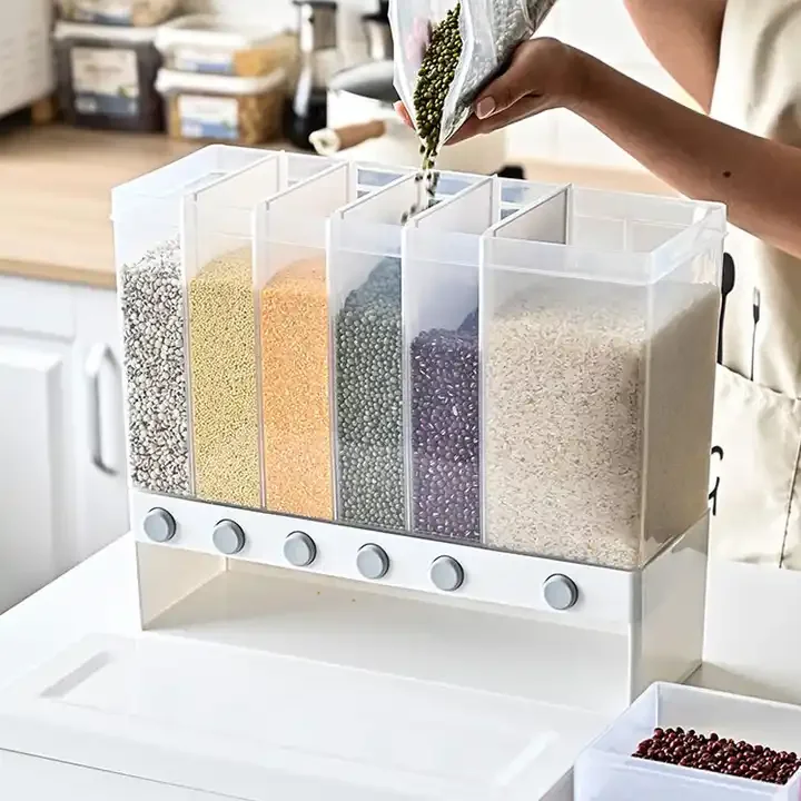 Food Storage Box top Plastic cereal Dispenser Storage Box Kitchen Food Grain Rice Container