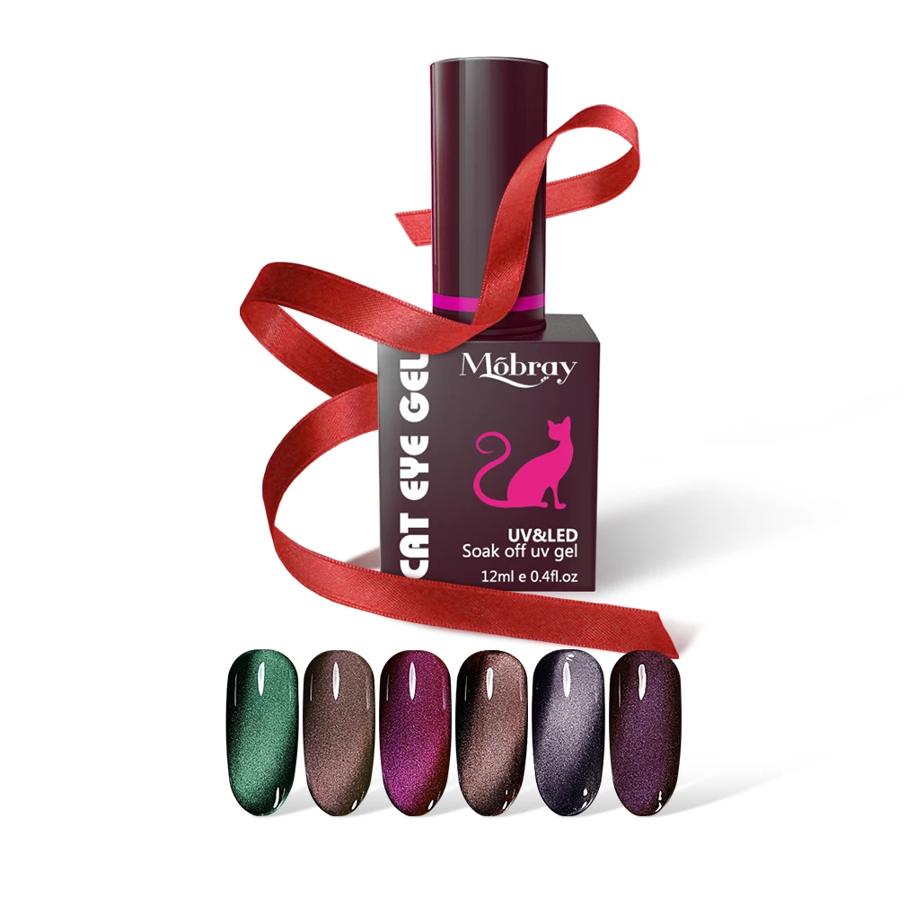 Mobray New arrivals Peacock Cats Eye Diamond Crystal Magic reflective Nail Design Sock Off Cat Eye Gel Polish