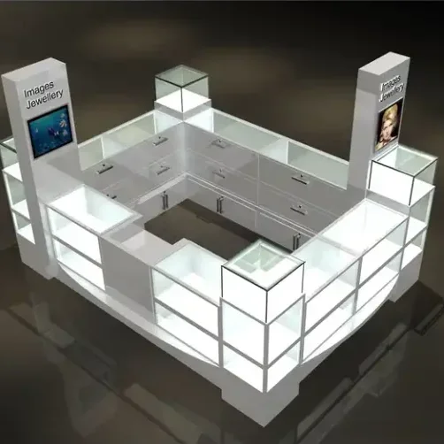 Luxury MDF glass jewelry display showcase/cabinet for jewelry shop interior design