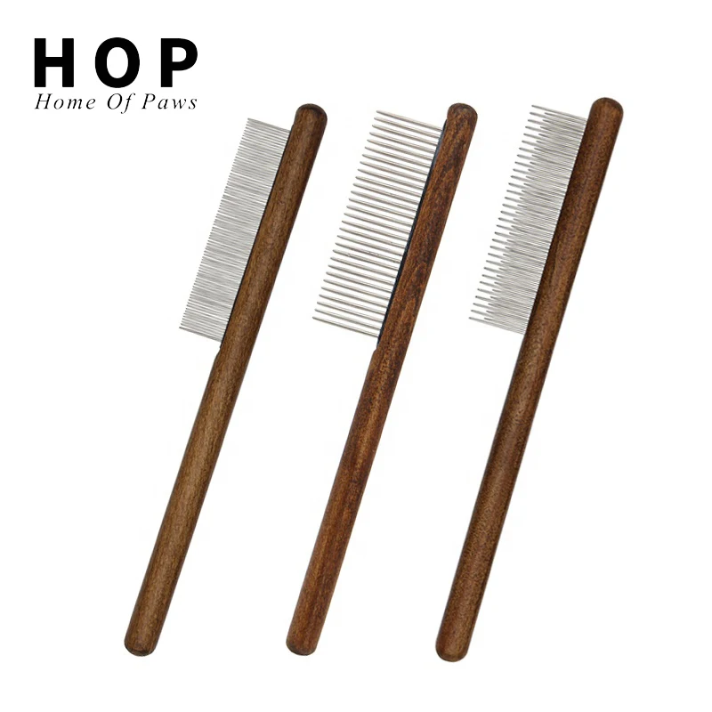 Factory Wholesale Wooden Handle Pet Needle Comb Cat Dog Grooming brush pet deshedding Tool Flea Comb