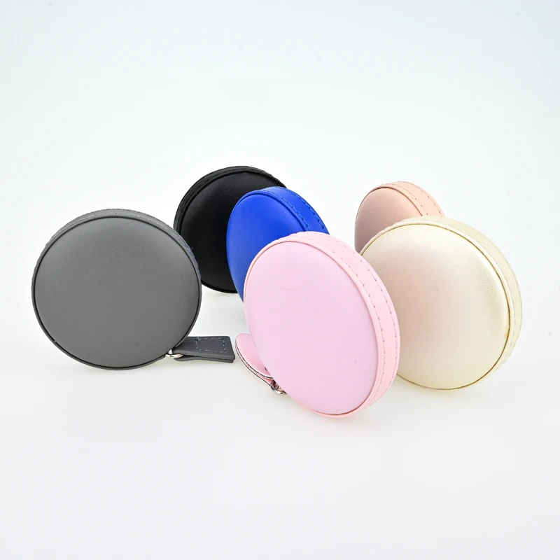 Mini gift for promotion pocket measuring tape with keychain custom logo leather measuring tape