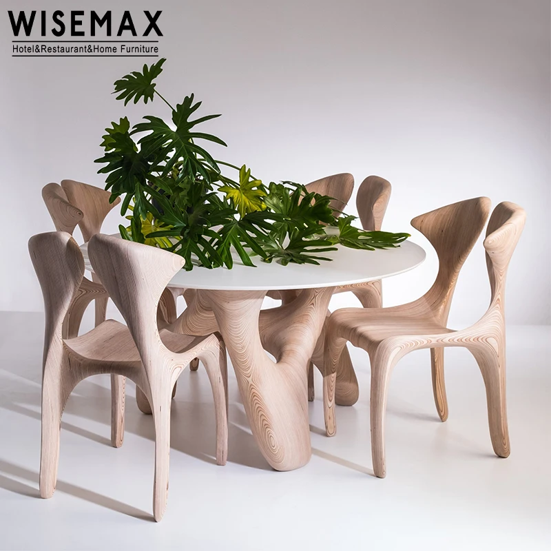WISEMAX FURNITURE Modern creative design home furniture high back rest wooden chair set for 6 chair for restaurant canteen
