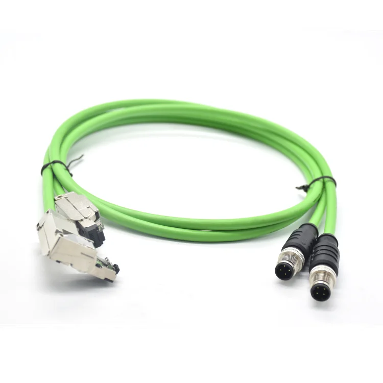 High quality EtherCat Ethernet IP67 metal RJ45 cable 4 pin M12 D code ProfiNet cable connector