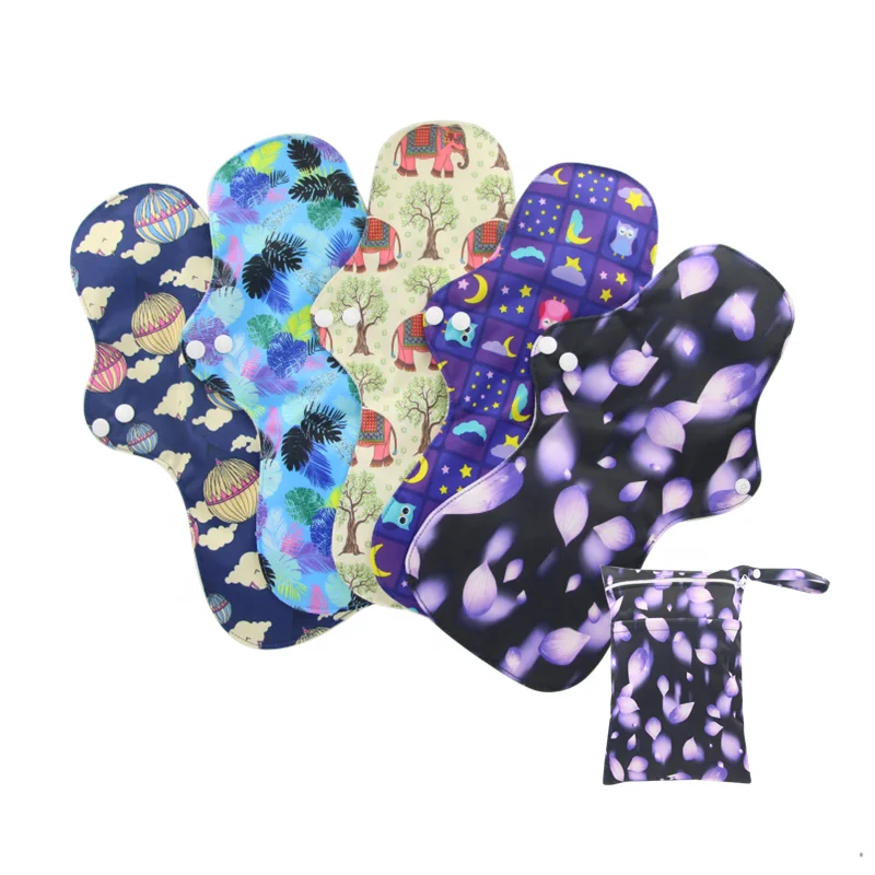 Ohbabyka lady soft sanitary pad menstrual pads washable custom print reusable bamboo period pads sanitary napkin