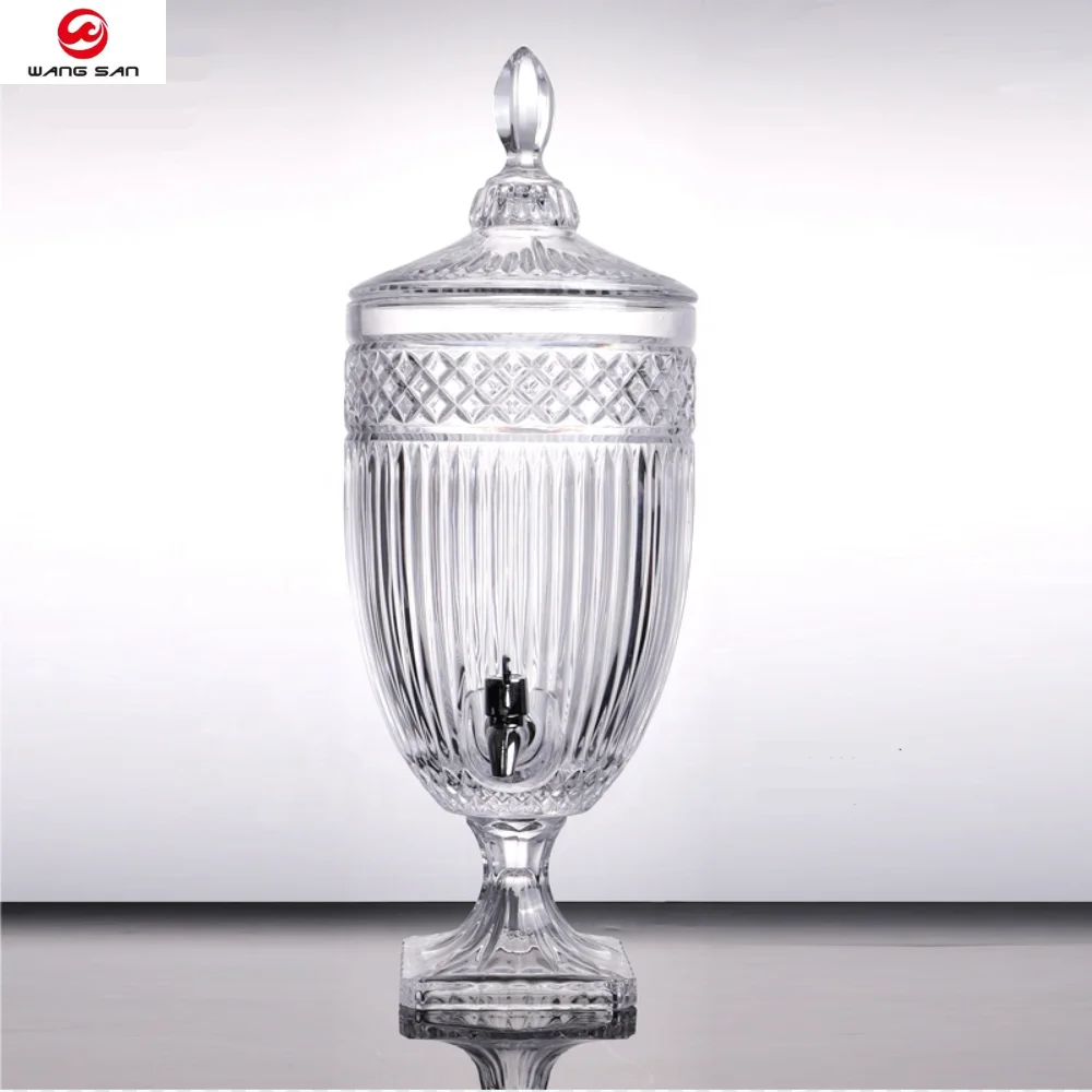 Hot sale 4L large glass beverage dispenser for Restaurant glass mason jar beverage drink dispenser with ice